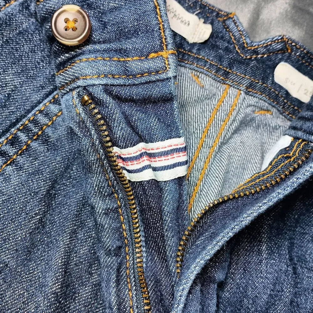 Pilcro Anthropologie Jeans Womens 25 Petite Blue Denim Wide Leg Cropped Pants